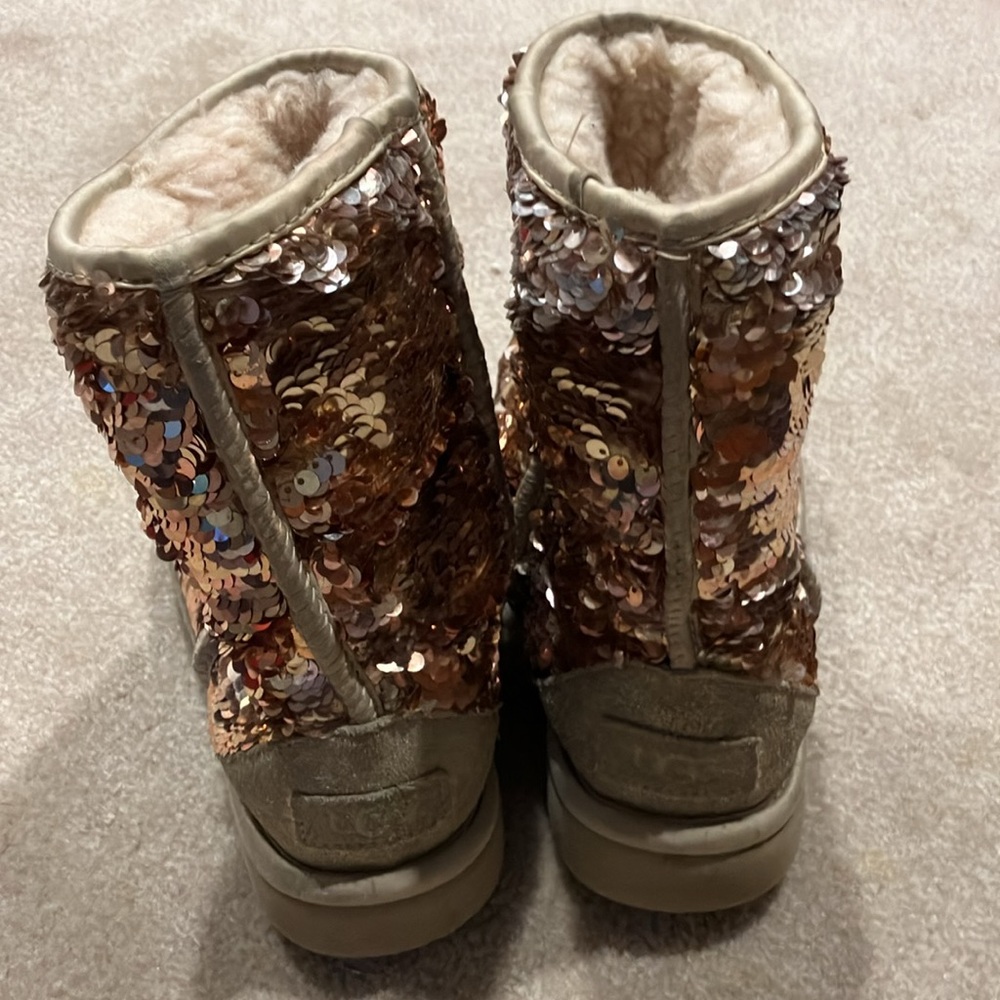 Ugg Boots Gold Sequin With Tan In Very Good Condi… - image 3